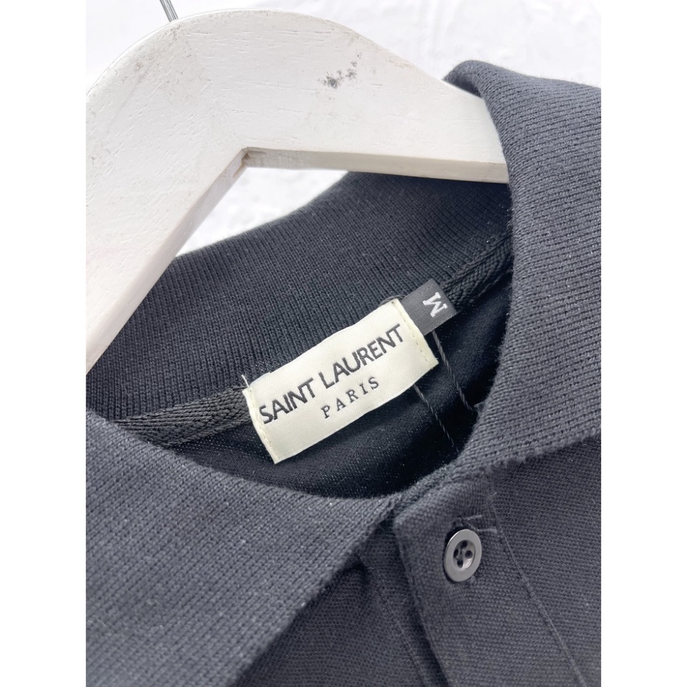 ÁO POLO SAIN LAURENT CỔ BẺ , ÁO POLO SỌC VAI NAM NỮ UNISEX .BestClothing