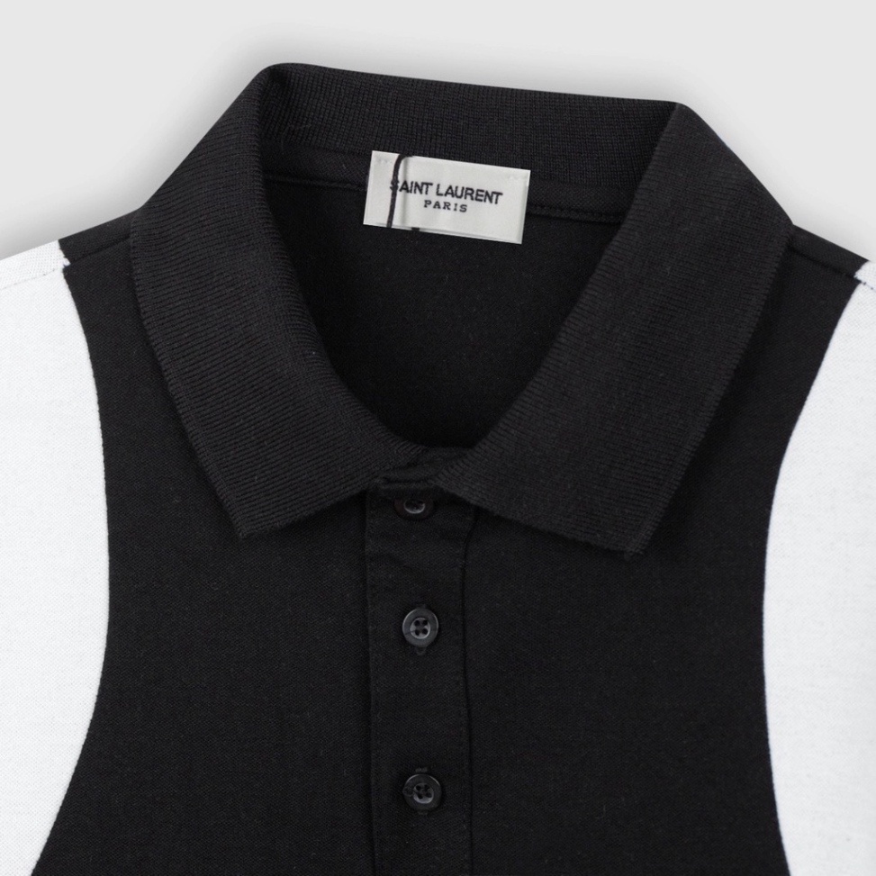 ÁO POLO SAIN LAURENT CỔ BẺ , ÁO POLO SỌC VAI NAM NỮ UNISEX .BestClothing