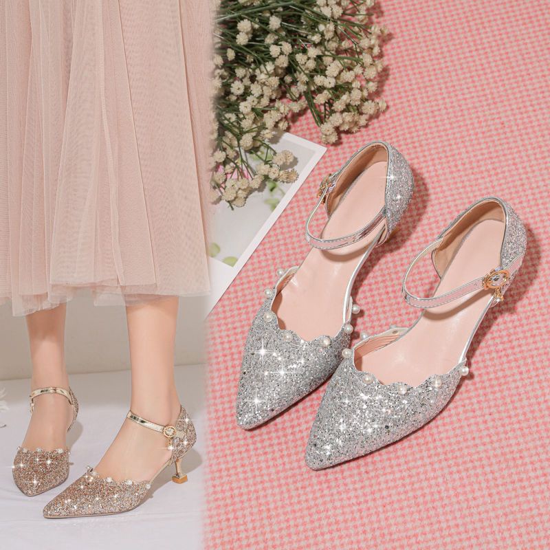 〔 Pre-sale 〕 girls high-heeled crystal shoes 7 biểu diễn 8 học sinh 10 váy catwalk giữa trẻ em lớn 12 host 15 tuổi trẻ em giày công chúa