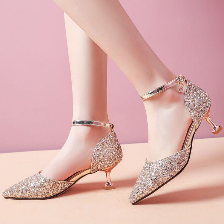 〔 Pre-sale 〕 girls high-heeled crystal shoes 7 biểu diễn 8 học sinh 10 váy catwalk giữa trẻ em lớn 12 host 15 tuổi trẻ em giày công chúa