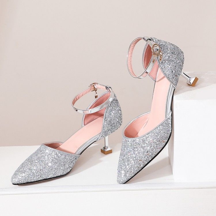 〔 Pre-sale 〕 girls high-heeled crystal shoes 7 biểu diễn 8 học sinh 10 váy catwalk giữa trẻ em lớn 12 host 15 tuổi trẻ em giày công chúa
