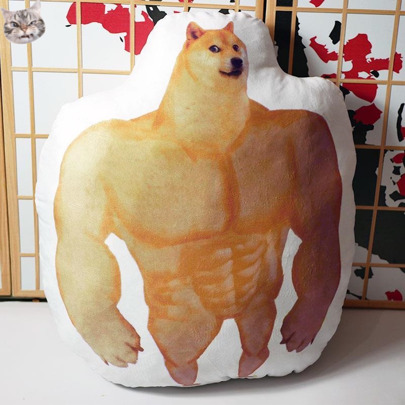 Cheems Waste Chai Gối Nhồi Bông Điêu Khắc Cơ Bắp Cún Shiba Inu Hai Mặt Vui Nhộn Dùng Làm Quà Tặng