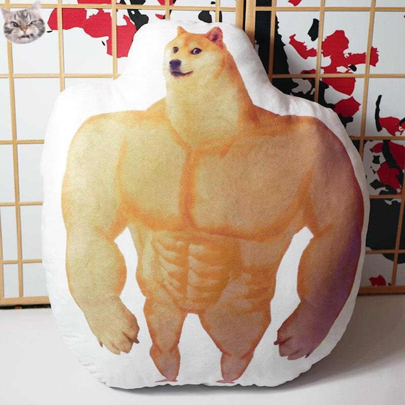 Cheems Waste Chai Gối Nhồi Bông Điêu Khắc Cơ Bắp Cún Shiba Inu Hai Mặt Vui Nhộn Dùng Làm Quà Tặng