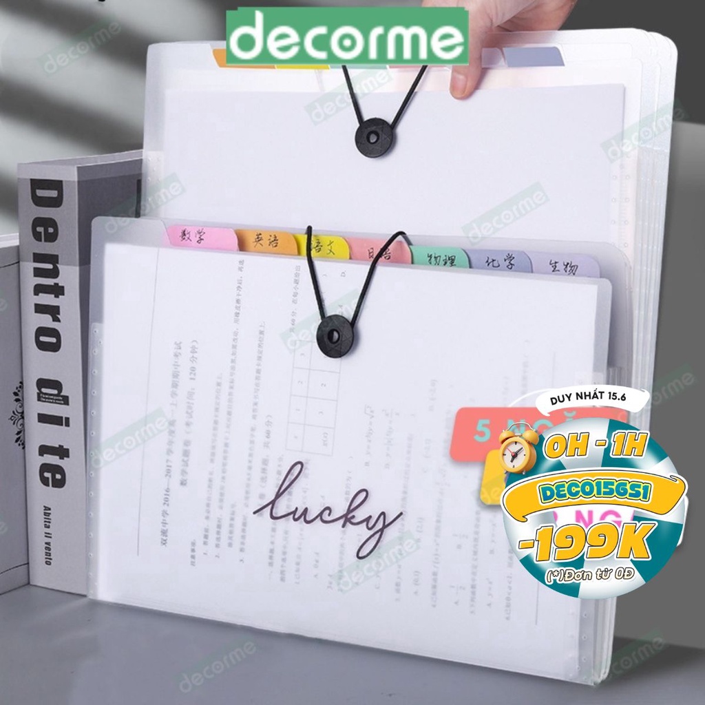 File đựng tài liệu nhiều ngăn, Hộp đựng phụ kiện văn phòng phẩm Decorme