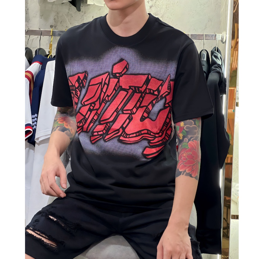 Áo Thun Nam Nữ LV Siêu Cấp Bản Nhũ Rắc Kim Tuyến Đỏ, Áo Phông Nam Nữ Chất Liêu Cotton Co Dãn Hai Chiều 12