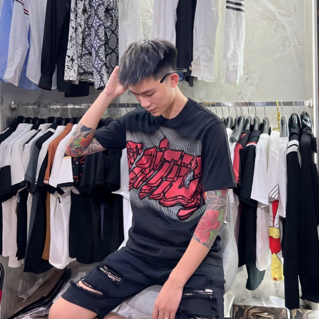 Áo Thun Nam Nữ LV Siêu Cấp Bản Nhũ Rắc Kim Tuyến Đỏ, Áo Phông Nam Nữ Chất Liêu Cotton Co Dãn Hai Chiều 12