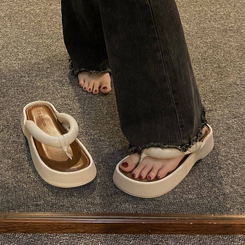 Dép bánh mì dép lê đế dày đi bên ngoài mùa hè chống trượt