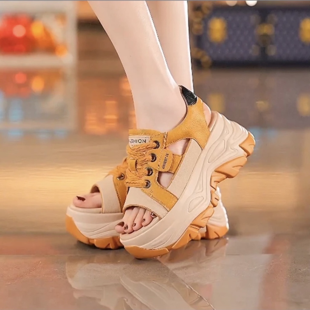 Sandal Đế Xuồng Dày Dặn Hở Ngón Màu Trơn Thời Trang Mùa Hè 2023 Phong Cách Mới Dành Cho Nữ