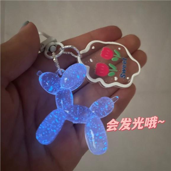 Móc Khóa Điện Thoại Xiaohongshu Hình Chú Chó Và Bóng Bay Màu Thạch Phát Quang Dễ Thương Sáng Tạo