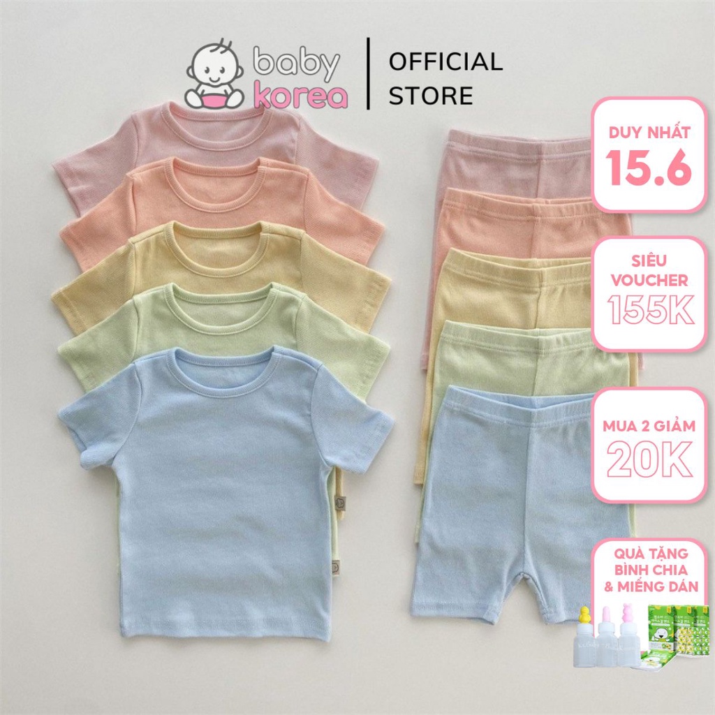 Đồ bộ quần áo cộc tay cho bé trai gái 2 7 tuổi chất gân tăm cool siêu mát Hàn Quốc thời trang trẻ em BABY KOREA