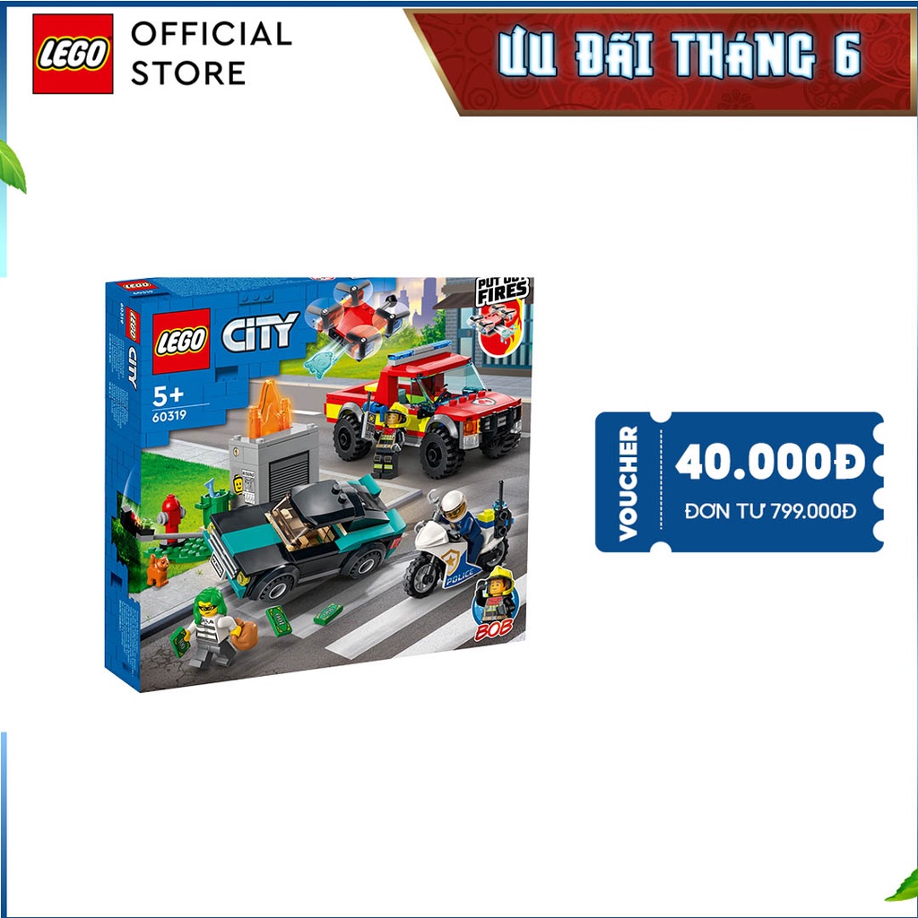 LEGO City 60319 Xe cứu hỏa &amp; cảnh sát truy bắt tội phạm (295 chi tiết)