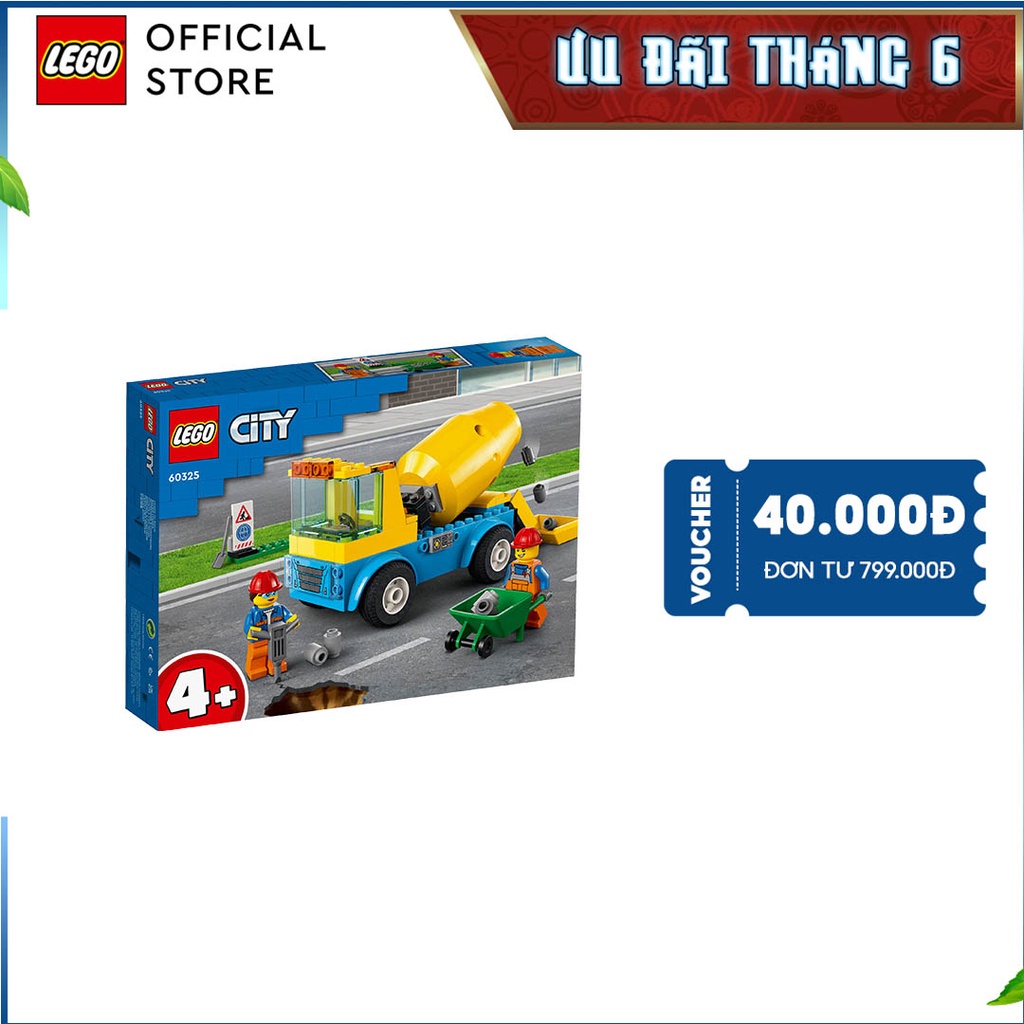 [Mã LIFEMC06CBAU giảm 50k đơn 350k] LEGO City 60325 Xe trộn xi măng (85 chi tiết)