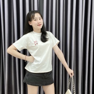 Áo BABYTEE thêu GẤU ÚN TRÀ SỮA- Springshop