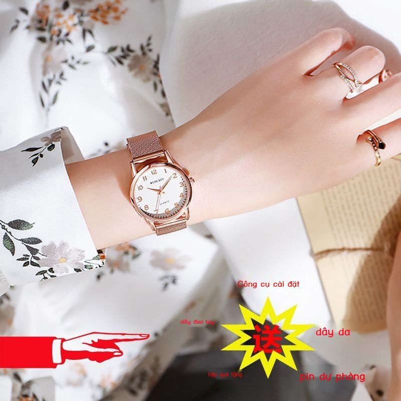 Đồng hồ đeo tay nữ thạch anh chống thấm nước thời trang đơn giản kiểu dáng đơn giản kiểu Hàn Quốc