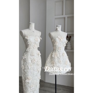 Đầm dáng xoè hai dây ren hoa Datasco