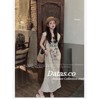 Đầm dáng suông sát nách in hình Datasco