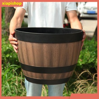 Xiapi+ chậu cây bằng nhựa hình thùng rượu whiskey độc đáo trang trí nhà cửa / sân vườn