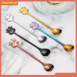 XIAPI+ Muỗng Uống Cà Phê Hình Đầu Bò Bằng Thép Không Gỉ