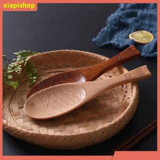 XIAPI+ Muỗng múc cơm hình cá chống dính bằng gỗ