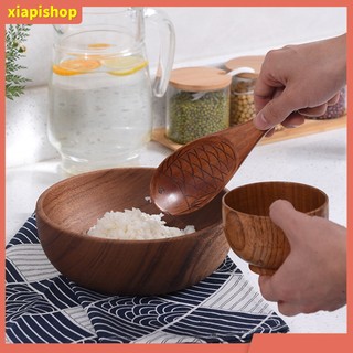 XIAPI+ Muỗng múc cơm hình cá chống dính bằng gỗ