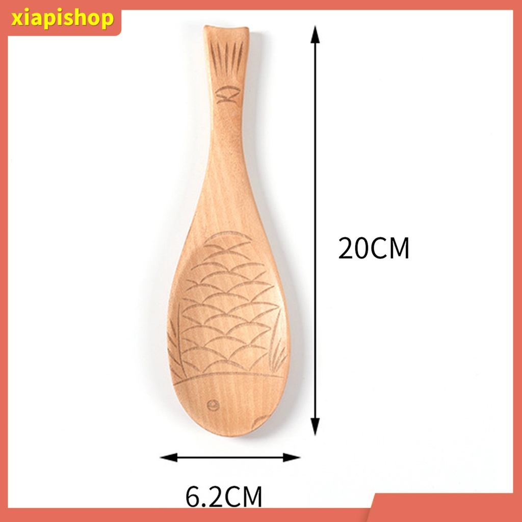 XIAPI+ Muỗng múc cơm hình cá chống dính bằng gỗ