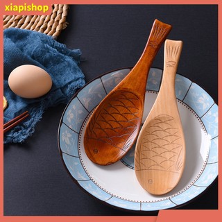 XIAPI+ Muỗng múc cơm hình cá chống dính bằng gỗ