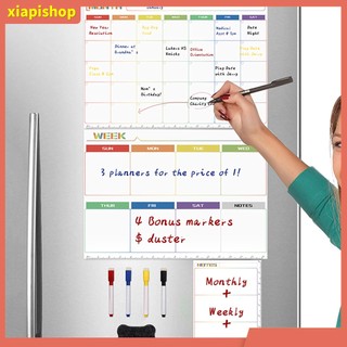 XIAPI+ Miếng dán bảng kế hoạch hàng tuần hàng tháng nam châm trắng xóa được dành cho tủ lạnh