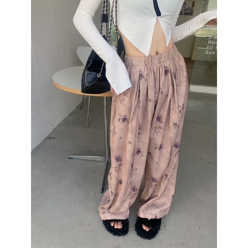 Quần Dài Lưng Cao Ống Rộng Mỏng Màu Hồng Thời Trang Mùa Hè Cá Tính Cho Nữ