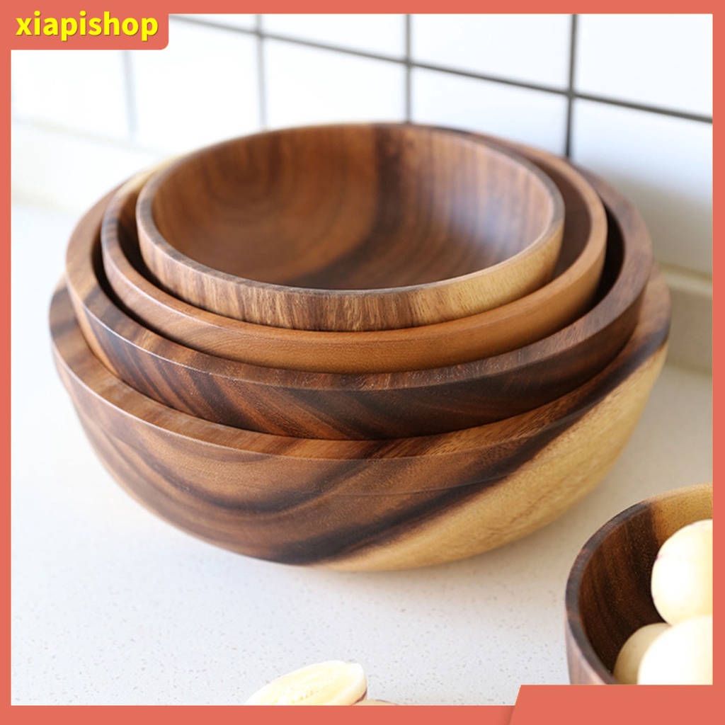 XIAPI+ Tô Gỗ Tròn Đựng Trái Cây / Salad Tiện Dụng Cho Nhà Bếp