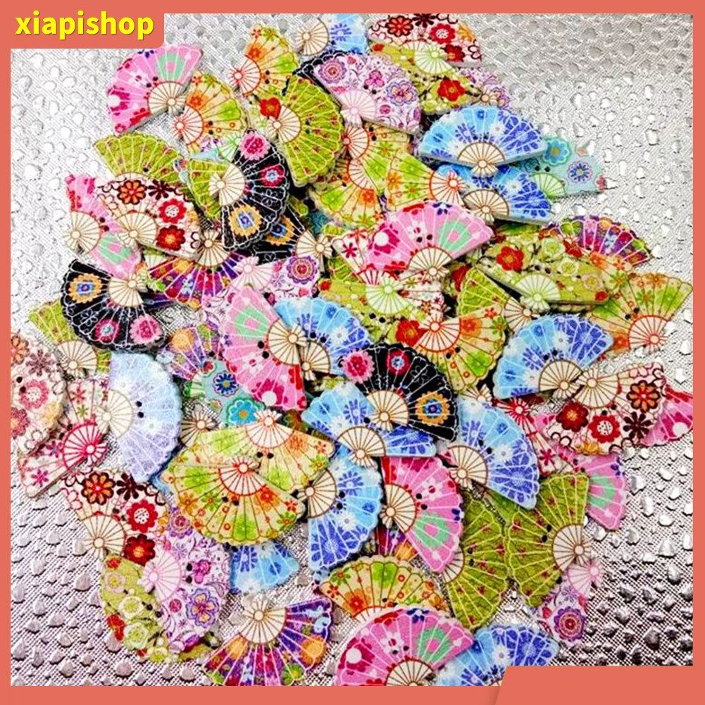 XIAPI+ 100 Nút Áo 2 Lỗ Hình Quạt Dễ Thương