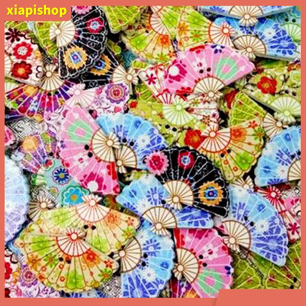 XIAPI+ 100 Nút Áo 2 Lỗ Hình Quạt Dễ Thương