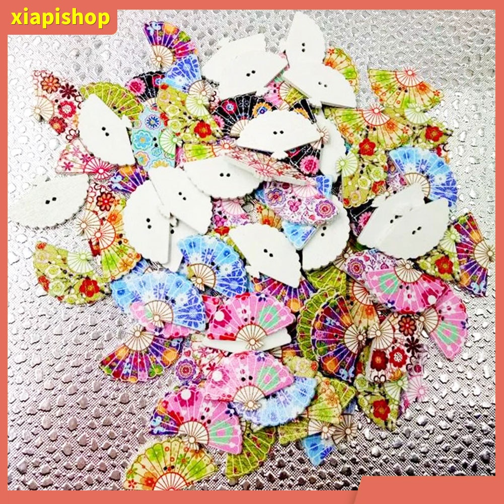 XIAPI+ 100 Nút Áo 2 Lỗ Hình Quạt Dễ Thương