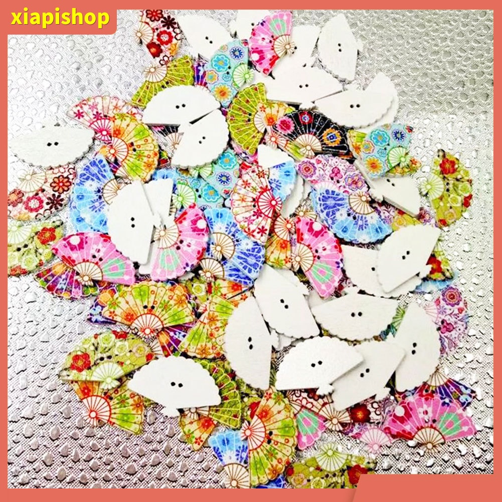 XIAPI+ 100 Nút Áo 2 Lỗ Hình Quạt Dễ Thương