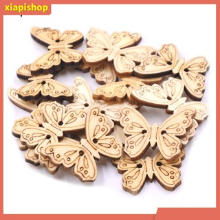 Xiapi+ bộ 50 nút gỗ hình bươm bướm dùng trang trí scrapbook