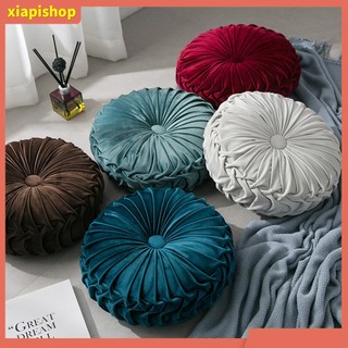 XIAPI+ Gối đệm thắt lưng hình tròn 35cm thiết kế xếp ly trang trí ghế sofa