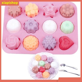 XIAPI+ Khuôn làm bánh đa năng thiết kế 12 ô bằng silicone cao cấp