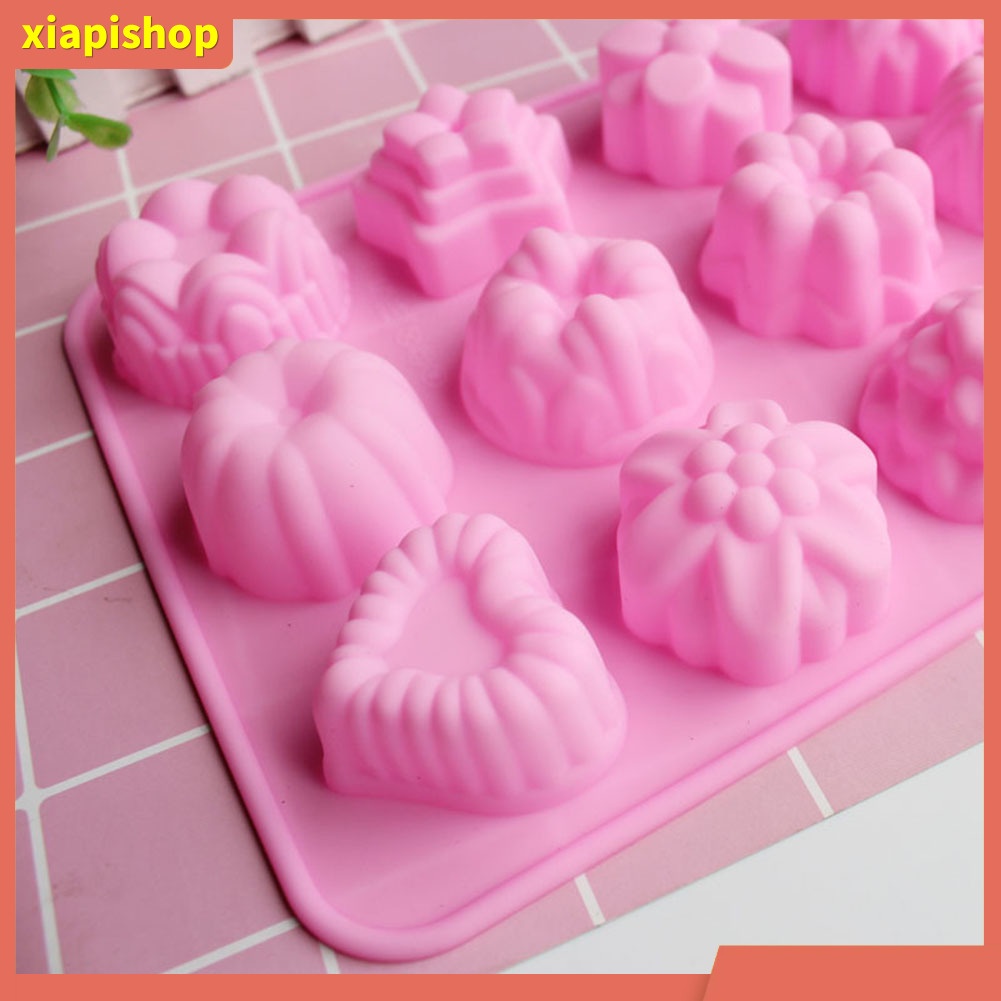 XIAPI+ Khuôn làm bánh đa năng thiết kế 12 ô bằng silicone cao cấp
