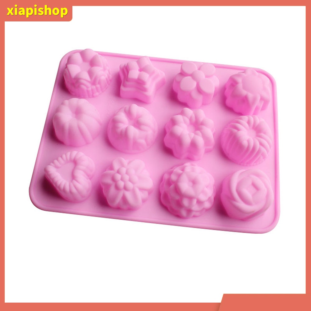 XIAPI+ Khuôn làm bánh đa năng thiết kế 12 ô bằng silicone cao cấp