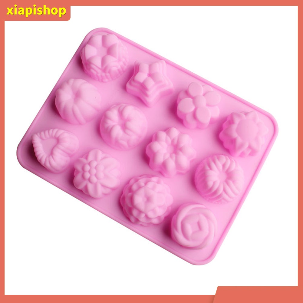 XIAPI+ Khuôn làm bánh đa năng thiết kế 12 ô bằng silicone cao cấp