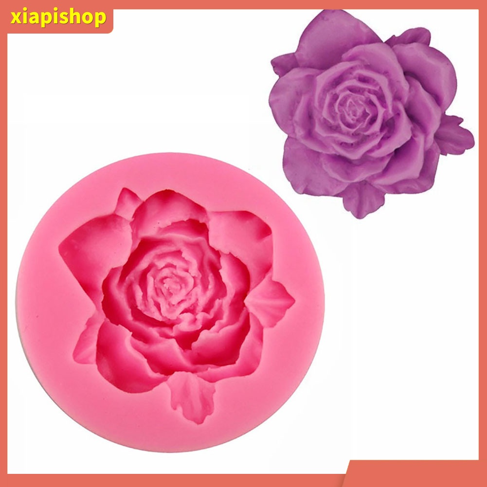 XIAPI+ Khuôn silicone nhấn bánh hình hoa hồng