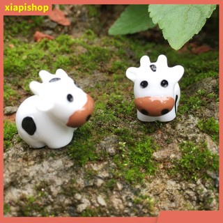 XIAPI+ Bộ 2 mô hình chú bò mini D18 xinh xắn bằng nhựa resin trang trí cảnh quan/sân vườn