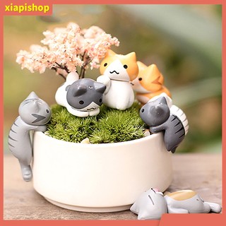 XIAPI+ Bộ 6 tượng chú mèo hoạt hình đáng yêu trang trí tiểu cảnh