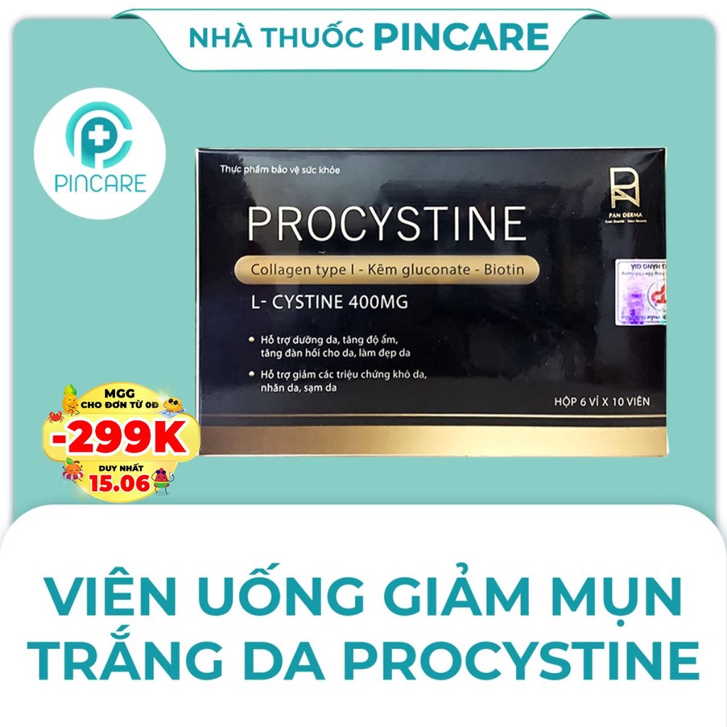Viên uống trắng da giảm mụn Procystine 60 viên - Hàng chính hãng - Nhà Thuốc PinCare