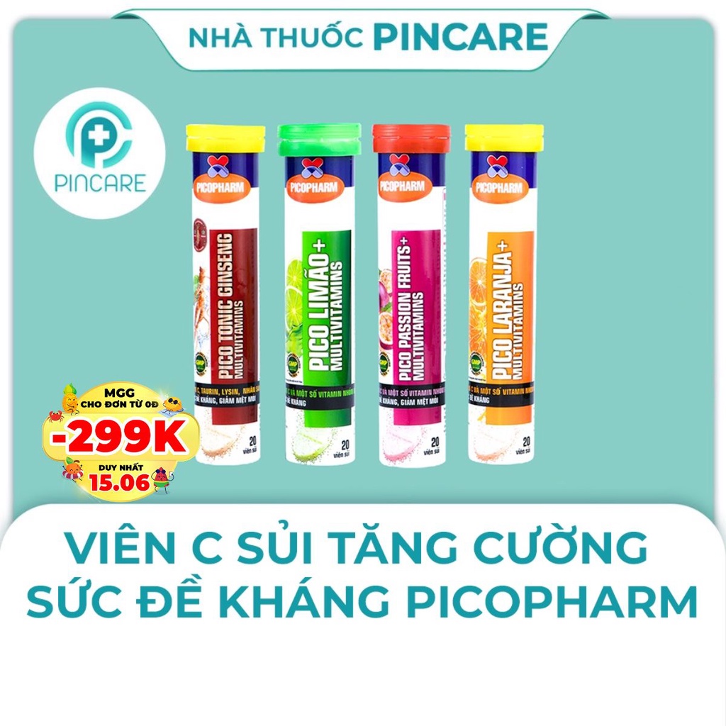 Viên C sủi bổ sung Vitamin C tăng sức đề kháng, Multivitamin sủi thơm ngon dễ uống - Hàng chính hãng - Nhà Thuốc Pincare