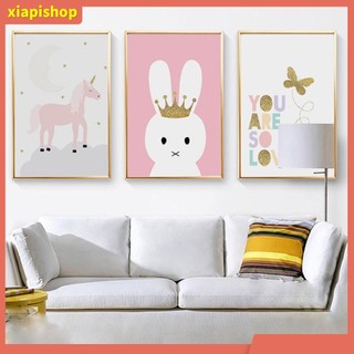 XIAPI+ Tranh canvas treo tường trang trí hình những chú kỳ lân đáng yêu