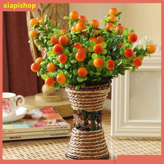 XIAPI+ Cành 6 nhánh 18 quả cherry giả dùng trang trí sân vườn DIY