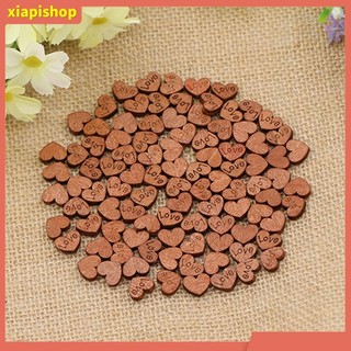 XIAPI+ Bộ 100 Nút Gỗ Trang Trí Hình Trái Tim
