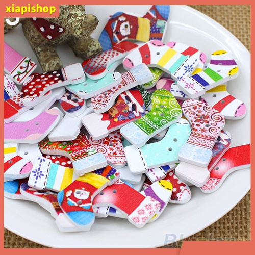 XIAPI+ 50 Nút áo gỗ 2 lỗ hình chim cú mèo/quả dâu nhiều màu phong cách hoạt hình dễ thương DIY