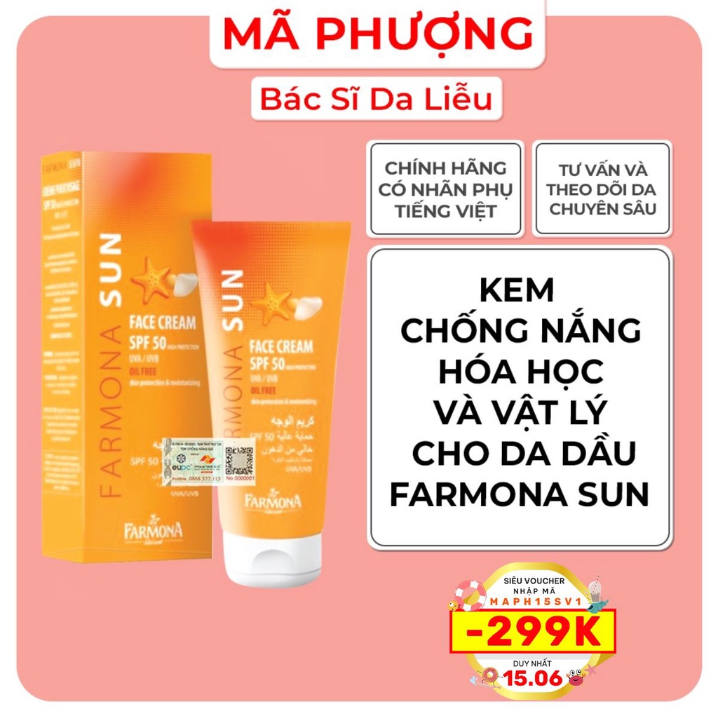 Kem Chống Nắng Da Dầu FARMONA SUN FACE CREAM SPF 50 OIL FREE