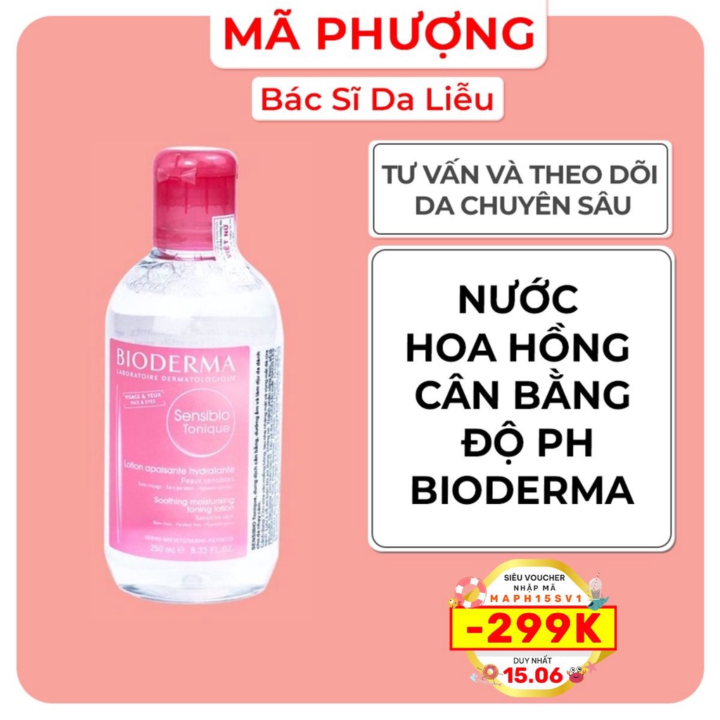 Nước hoa hồng toner cho da nhạy cảm Bioderma Sensibio Tonique